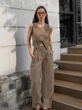 Casual Karma Fashion Temperament Feel Sleeveless Vest Trousers Set Spring And Summer With High Waist Two Sets Of Women 68HZ