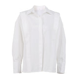 Autumn New Right-Angled Shoulder White Shirt Women's Commuting Temperament Design Small Long-Sleeved Shirt Top 68HZ