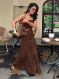 2025 Spring And Summer Sexy Hollow Cotton Sling Vest With High-Rise Long Skirt Suit Woman 68HZ