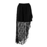 2025 Summer New Irregular Black Sexy Design Lace High Waist Slim Open Fork Half-Dressed 68HZ