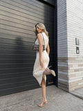 Temperament Solid-Colored Vest Dress Summer New Polo Collar Sweater Dress Tight Waist Thin Knit Dress 68HZ