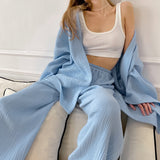 2025 French Loose Double-Layered Gauze Shirt Trousers Two Sets Of Women's Cotton Casual Fashion Suit Women 68HZ