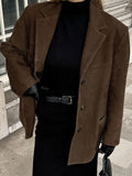 Brown Frosted Velvet Retro Collar Loose Velvet Jacket 2025 Autumn And Winter Maillard New Suit Woman 68HZ