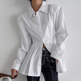 2025 New Temperament Commuter Cotton Shirt Long-Sleeved Tidly Tidling Design Blouse 68HZ