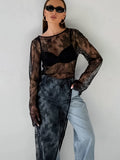 Sexy Black Tidal Lace Collar Long Sleeve Open Asymmetric Dress Summer Dress 68HZ