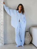 Casual Kaqi Cotton-Slemp Breathable Long-Sleeved Trousers Two Sets Of Autumn Loose Street Style Suit Woman 68HZ