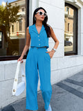 Summer Fashion Casual Set Cotton And Cotton Pure Color Loose Sexy Sleeveless Trousers Simple Two-Set Women 68HZ