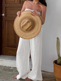 2025 Summer Holiday Style New White Tset Cotton Vest Trousers Set Fashion Two-Piece Set 68HZ