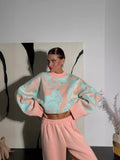 2025 New Casual Warm Suit Women's High-End Spring Color Sweater Straight Trousers Two Sets Inside 68HZ