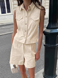 French Summer High-End Cotton Women's Clothing 2025 Niche Vest Shorts High Street Trend Fashion Casual Suit 68HZ