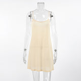 2025 Summer Sexy Sleeveless Sling Languid Temperament Loose Short Dress New Fashion Simple Women's Clothing 68HZ
