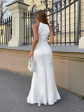 Summer Temperament Fashion Sleeveless Body Closes Small Standing Shoulder Fishtail Dress Sexy Dress Woman 68HZ