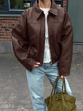 Women's 2025 New Spring And Autumn Jacket Bomber Jacket Back Ancient Money Wind Leather Jacket 68HZ