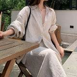 Casual Suit Women 2026 Simple Collar Loose Long-Sleeved Shirt Autumn Half-Dress Dress Two-Piece 68HZ