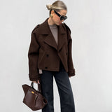 Autumn And Winter New Collar Temperament Double Buckle Coat Jacket 2025 Fashion Commuter Coat Woman 68HZ