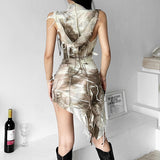 2025 Summer New Women's Street Fashion Sleeveless Hooded High-Waisted Dress Women 68HZ