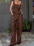 Summer New Cotton Collar Sleeveless Top Trousers Set 2025 Casual Two-Piece Women 68HZ