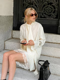 2025 Summer Sloven Butt Champagne Long Sleeve Temperament With Shirt Fit Short Skirt Two Sets Of Lazy Lace Set 68HZ