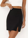Wildberries Spring New Sexy Black Open-Forked High-Waisted Hip Skirt 2025 Fashion Woman 68HZ