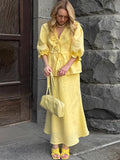 2025 New Summer Women's Suit Fashion Casual V-Neck Wrinkles With A Foam Sleeve Half-Dress 68HZ