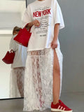 Spring And Summer New Loose Lace Jaclace High Waist Skirt 2025 Fashion Commuting Long Dress 68HZ