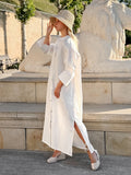 New Autumn 2025 Women's Cotton Strap Loose Open Shirt Skirt Seaside Atmosphere Skirt 68HZ