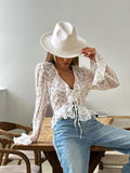 French Elegance Chiffon Print Autumn Body-Repair Sexy V-Neck Horn Sleeve With Lotus Leaf-Side Shirt Woman 68HZ