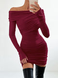 Sexy Body-Repair Cotton Knitted Collared Hip High-Waisted Dress 2025 Autumn Fashion New Long Dress 68HZ