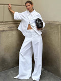 White Cotton Loose Short-Sleeved Trouser Trouser Casual Set 2025 Summer Fashion New Two-Piece Set Of Women 68HZ