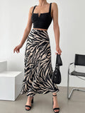 High Waist Slim Slim Zebra A Swing Skirt Mid-Dress 2025 Autumn And Winter Fashion New Women's Dress Dress 68HZ