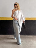 2025 Sexy Design Feel White Shoulder-Sleeved Long Sleeve Long Sleeve Asymmetrical Short Skirt Temperament Hottie Vest 68HZ