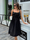 Summer Leisure Design Sense Collar Bow Tie With Chest-Swab Dress Temperament Commuting Short Dress Woman 68HZ