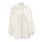 Casual Apricot-Coled Long-Sleeved Loose Pocket Top Summer Simple Commuter Jafuse Shirt Woman 68HZ