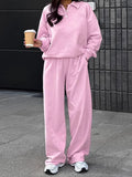 Pink Collar Plus Velvet Tuff Loose Long-Sleeved Trousers Set 2025 Autumn And Winter Fashion New Two-Set Women 68HZ