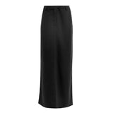 Black Silk Dress Women's Dress 2025 Spring Open High Waist Temperament Commuter Color Half Skirt 68HZ