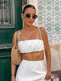 Summer Sling With Short Blouse Loose Comfortable Dress Set Women's Fashion Simple Cotton Two-Piece 68HZ