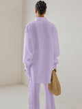 Spring New Purple Cotton Loose Long-Sleeved Trousers Set 2025 Fashion Commute Two Sets Of Women 68HZ
