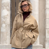 2025 Autumn Barn Wind Coat Women's Design Sense Of Long-Term Simple Leisure Loose Belt Tample Wind Breeze 68HZ