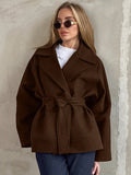 Autumn And Winter Atmosphere Of The Hair Of The Coat Women's Senior Sense Suit Collar Belt With A Long Sleeves Of The Coat 68HZ