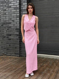 Fashion Casual Suit French Sexy Sleeveless Vest Short Top Open Waist Half-Dress Two-Piece Autumn Dress Woman 68HZ
