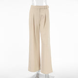 Spring And Summer Leisure Cassings With Loose High-Waist Broad-Footed Trousers Retro Fashion Pocket Suit Trousers Women 68HZ