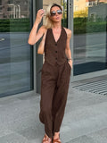New Pure Cotton Comfortable Vest Trouser Trousers Commuting Set Spring And Summer Fashion Temperament Two-Set Women 68HZ