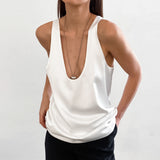 2026 Summer New Solid Color Buttite Vertebry U Neckless T-Shirt With Street Style Small Vest Woman 68HZ
