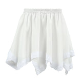 White Chiffon Lace Staggered Design Commuting Skirt 2025 Summer Fashion New Short Skirt 68HZ