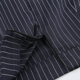 Autumn And Winter Retro Tibetan Blue Stripes V To Receive Waist Small Suit Top Short A-Dress Women's Fashion Casual Two-Piece 68HZ