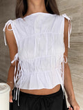 Spring And Summer New Cotton Collared With Loose Comfortable Round Collar Vest Blouse Fashion Commuting Women's Clothing 68HZ