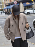Brown French Style V-Neck Double Buckle Coat 2025 New Autumn Fall And Winter Suit Women's Clothing 68HZ