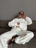 Simple 2025 Autumn New Lazy Hooded Women's Niche Coat Straight Trousers Two Sets 68HZ