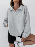 2025 Autumn And Winter Fashion New Loose Leisure Lantern Lantern Polo Collar Design Top Lady 68HZ
