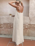 Kash Sexy Cotton Sling Ribbon Ribbon Dress 2025 Spring And Summer Fashion New Long Dress 68HZ
